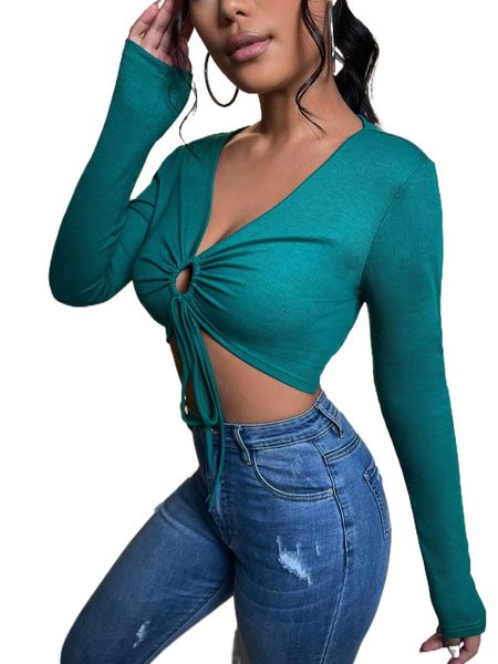 

o-ring ruched drawstring crop tee e7jl#, White