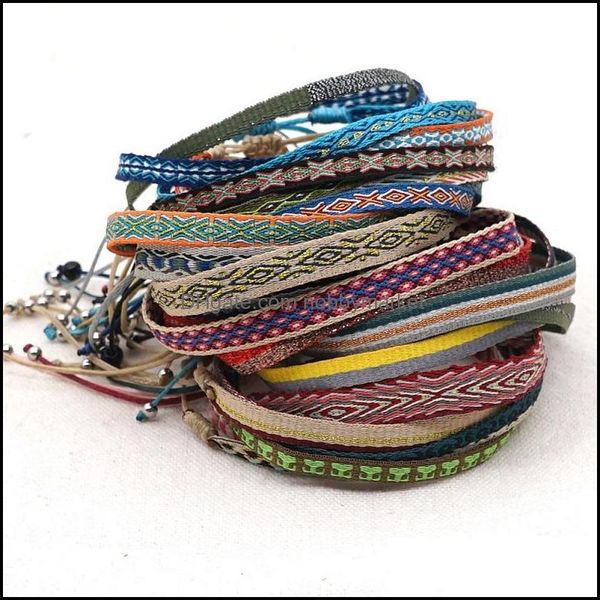 Braccialetti a catena a maglie Gioielli Vsco Ragazza Donna Boho Bracciale a corda intrecciata Etnico Tessuto fatto a mano Trendy Psera Mujer Moda Bohemian Bangles Vint