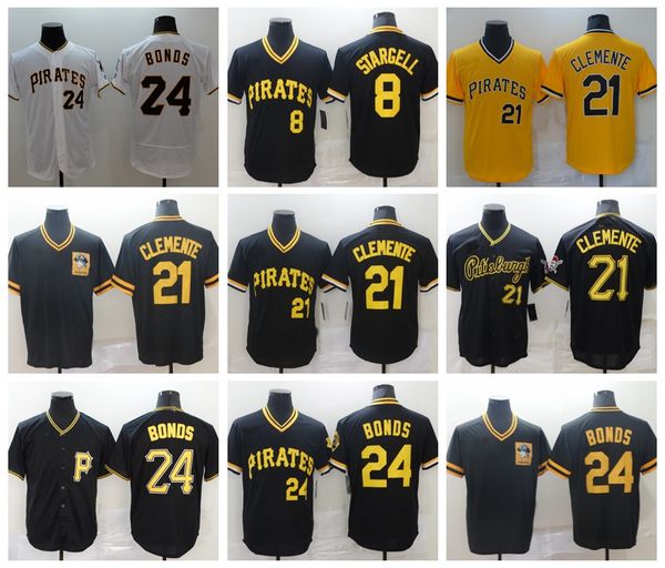 

baseball jerseys 21 roberto clemente 24 barry bonds 8 willie stargell 6 starling marte men women youth size s-4xl 0506, Blue;black