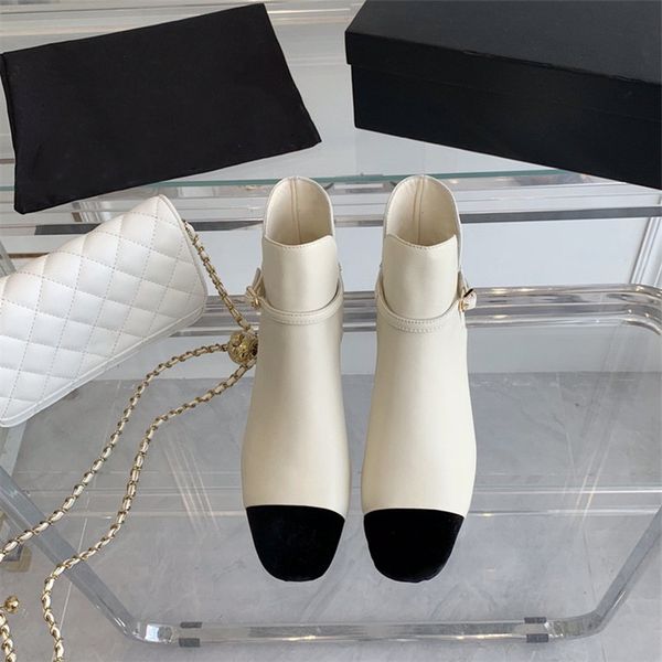 

chunky heel booties paneled contrast french vintage high heel chelsea boots size 35-40, Black