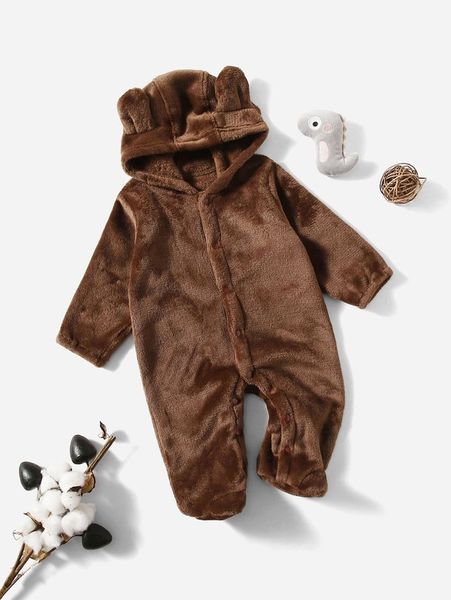 

sheen newborn baby 3d ear design hooded flannel foot wrapped pajamas she, Blue