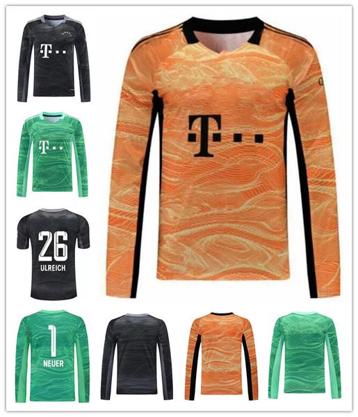 

long sleeve 2021 2022 men kit soccer jerseys 1 neuer 26 ulreich kits goalkeeper 21 22 football shirt, Black;yellow