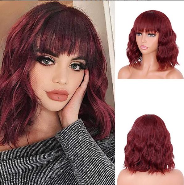 

5colors women's medium long wavy cosplay party hair full wig, Black;brown