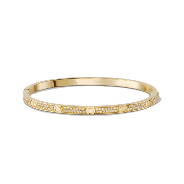 

thin love bracelet full diamond screw designer bangles fashion jewelry womans designer 3.65mm rose gold platinum bracelets for women gift st, Black