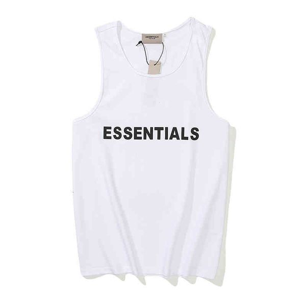 

50% discount bagsessentials bear of god fog embossed letter vest t-shirt men's casual sports sleeveless short sleeve, White;black