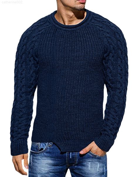 Maglione da uomo Tinta unita Slim Fit Maglione vintage Casual Basic Top Orlo asimmetrico Pullover Moda maglione lavorato a maglia Abbigliamento uomo G22801