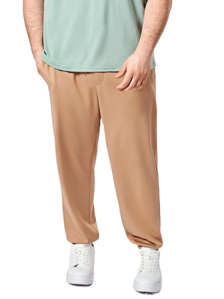 

extended sizes men solid drawstring waist pocket back sweatpants n6lr#, Black
