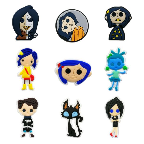 

coraline & the secret door croc charms fashion love shoe accessories for decorations charms pvc soft shoes charm ornaments buckles, White;pink