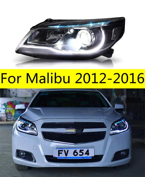 Gruppo faro per fari a LED Malibu 20 12-20 16 DRL Indicatori di direzione Luci diurne a LED Fascio abbagliante Angel Eye Lente del proiettore