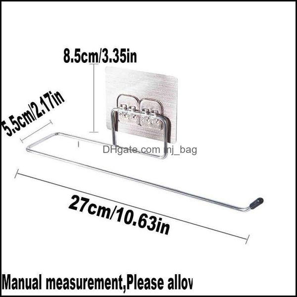 Ganci Rails 1Pc Mensola portasciugamani in acciaio inossidabile Moun da parete autoadesiva Dh0Y5