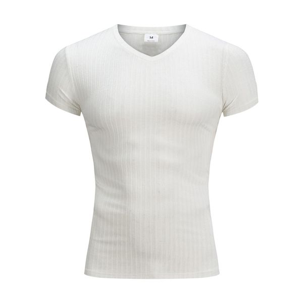 

men's t-shirts summer casual t-shirt for men sweatshirt sports slim v neck male tee shirt cotton short sleeve solid color fitness tshir, White;black