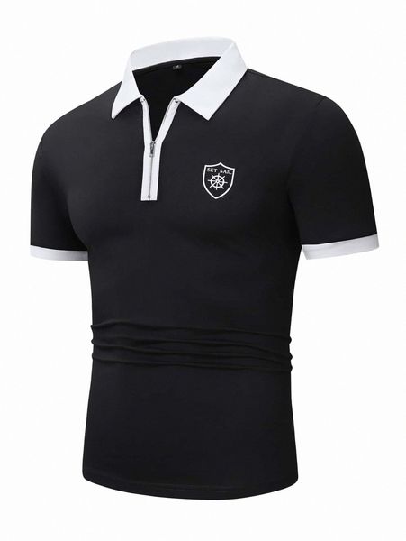 

men random rudder & letter graphic polo shirt 18xh#, White;black