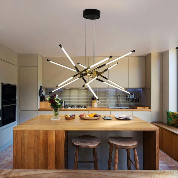 Lâmpadas pendentes Lâmpada LED nórdica para sala de estar em casa Quarto de cozinha moderna lustres de moldura de ouro preto de ouro