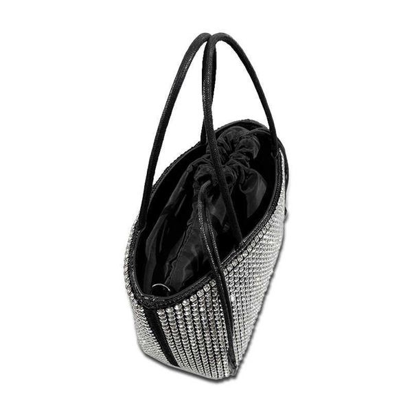 

evening bags mabula bling bucket women with diamonds casual handle handbag crystal stylish crossbody chain y0506