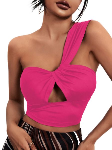 

one shoulder cut out crop s0t1#, White