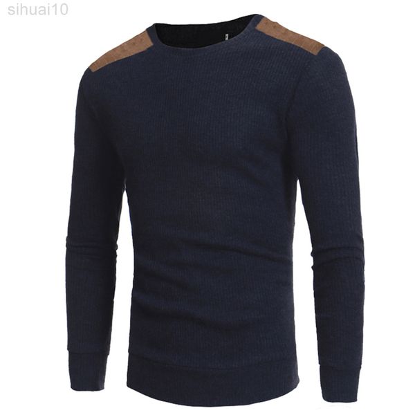 

men winter warm knitted sweater casual sweater neck long sleeves clothing slimsweaters l220801, White;black