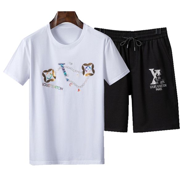 

2022 mens designers tracksuit letters embroidery summer fashion sportswear short sleeves pullover jogger pants suits o-neck sportinguit cn31, Gray