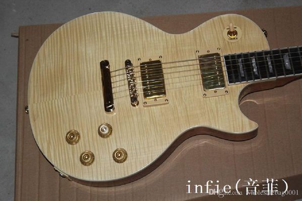 

hgfderfg instrument tiger flame natural lp standard guitar golden hardware