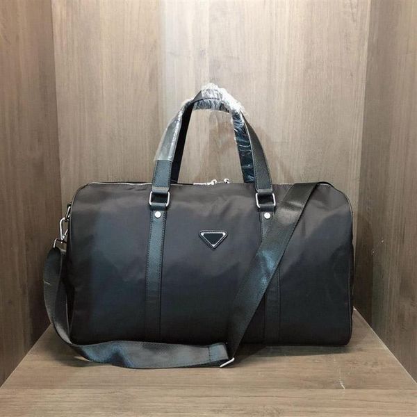 

men fashion duffle bag triple black nylon travel bags mens handle luggage gentleman business tote with shoulder strap 341t