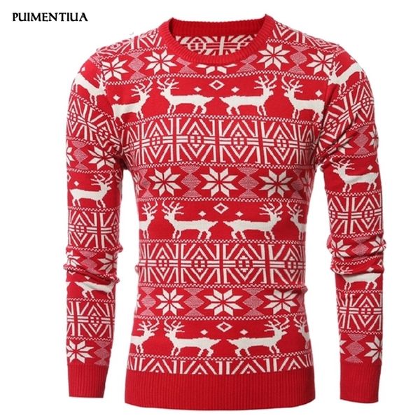Puimentiua estilo de Natal Homem Men outono do inverno Sweater veado impresso com manga longa espessa blusas de deco