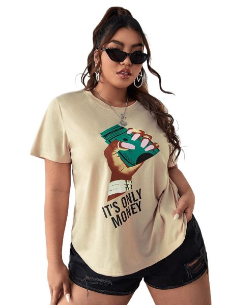 

plus figure & slogan graphic tee b6fw#, Black