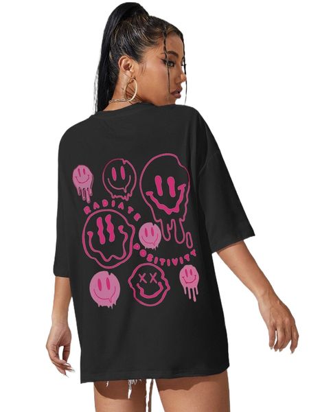 

c.artoon a.nd l.etter graphic d.rop s.houlder o.versized tee m23i#, White