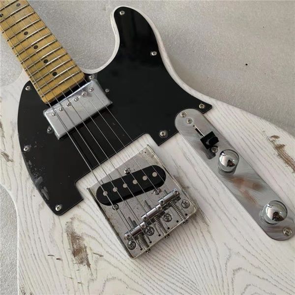 

aged tl electric guitar body ash fingerboard maple chrome hardware colour white