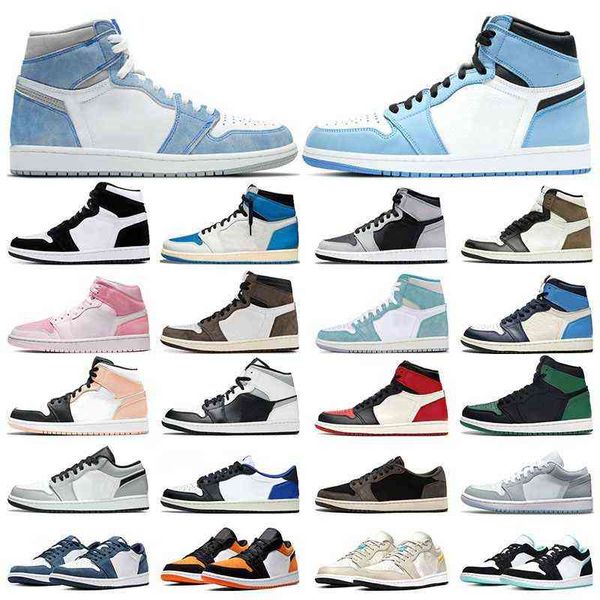 

men basketball shoes jorda 1 1s university blue hyper royal dark mocha shadow 2.0 obsidian twist silver toe unc womens sneakers sports