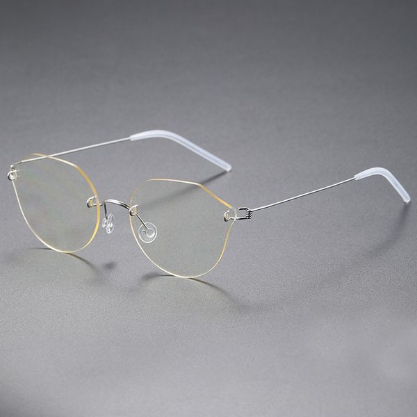 

womens designer sunglasses rimless optical blue light blocking computer glasses gold frame eyeware, Silver