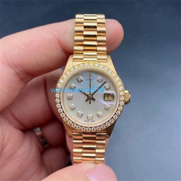 

tf factory waterproof lady watch big magnifier 69178 26mm stainless steel automatic movement mechanical luxury womens watches, Slivery;golden