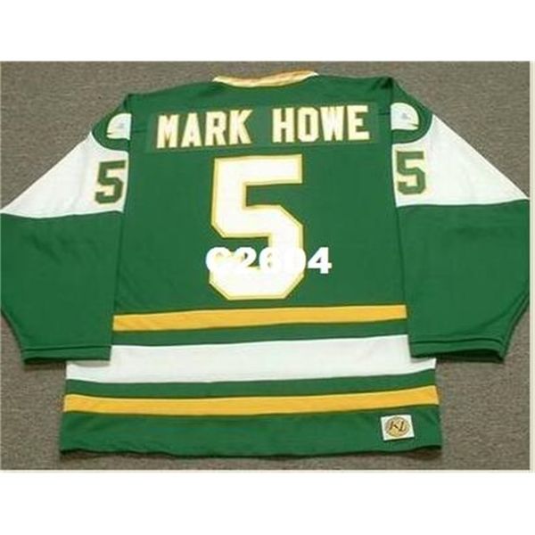 Chen37 Men #5 Mark Howe New England Whalers 1978 WHA Retro Hockey Jersey ou personalizado qualquer nome ou número Retro Jersey