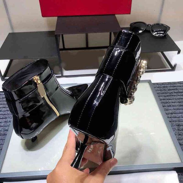 

boots small leather shoes women's spring and autumn british style r plush thick soled highheeled thin heel, Black