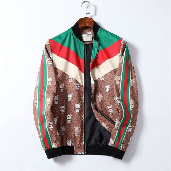 

2022 fashion able men's jacket long sleeve zipper jacket full body printed slim windbreaker thin autumn winter outdoor required element, Black;brown
