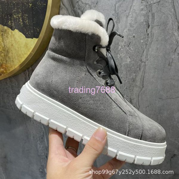 

boots boots pudajia suede daily viscose shoes round head artificial wool gray low tube middle sports cotton, Black