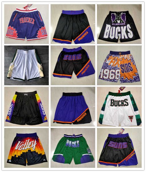 

phoenix''suns''men milwaukee''bucks''men throwback basketball shorts pocket, Black