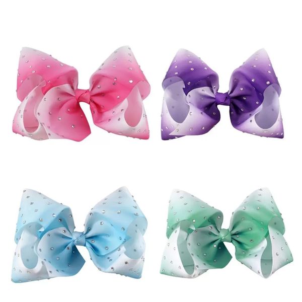 

large ombre full rhinestone hair bow with clip girl dance hairpin boutique