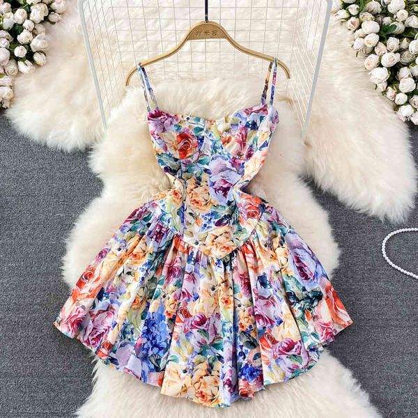 

casual dresses seaside holiday decor suspender skirt fashion waist closed broken flower bra puffy dress fishtail pleated 9jep, Black;gray