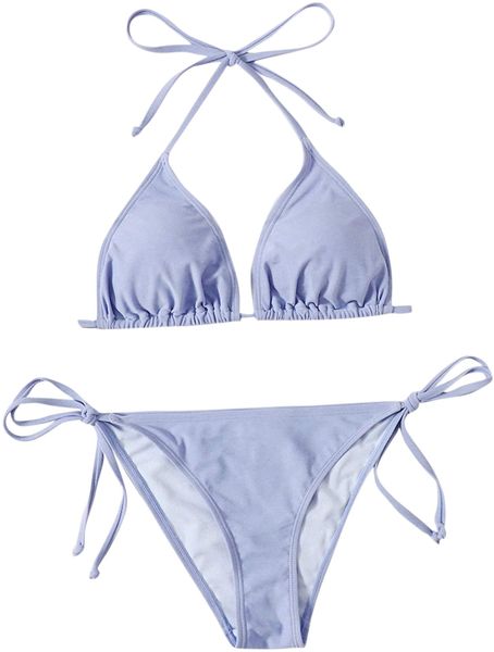 

women's halter string triangle bikini swimsuit cheeky bathing suit swimwear e8bg#, White;black