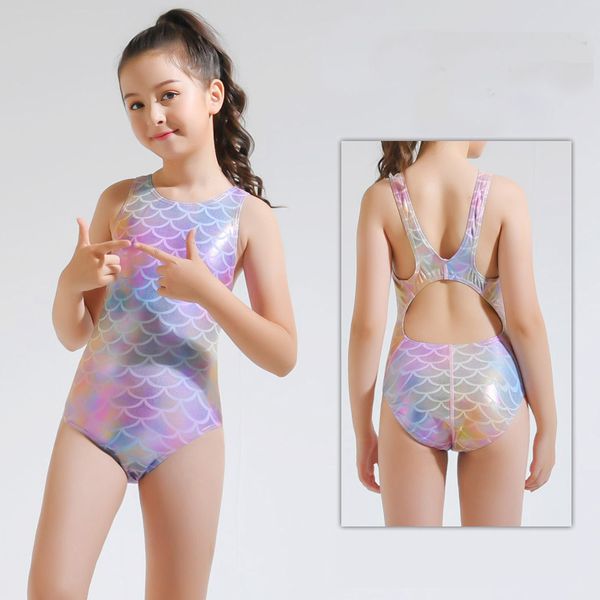 

baby girls swimsuit swimwear children's shining silver stamping bathing suit mermaid beachwear 220315, Black