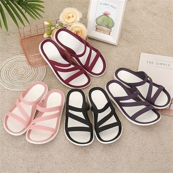 

women shoes summer casual flat comfortable house slippers female fashion hollow out beach slides schoenen dames 220622, Black