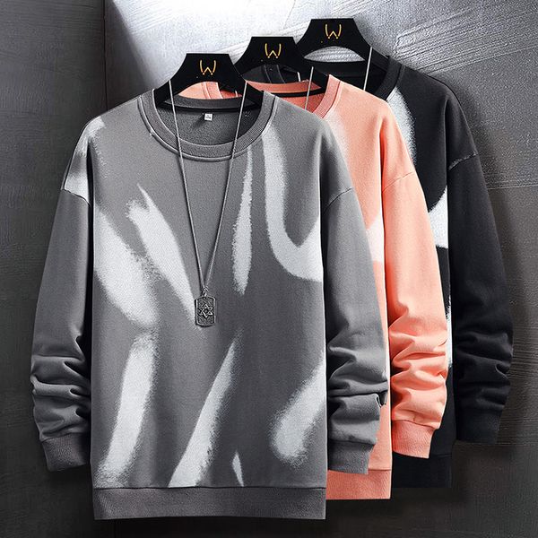 

crewneck sweatshirt men fashion spring autumn clothes long sleeve shirt irregular pattern high street sweatshirt men streetwear 220816, Black