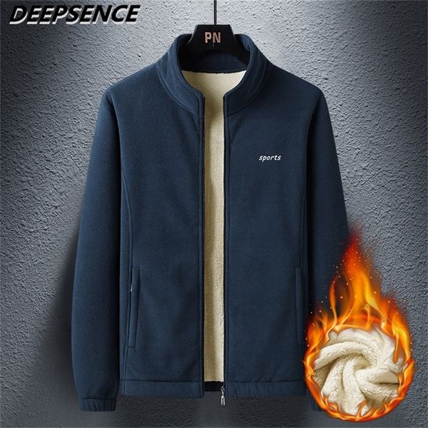 Мужская зимняя флисовая куртка пальто Polar Flece толстые теплые подставку открытый пиджак мода Trand повседневная уличная одежда куртка мужская одежда 220406