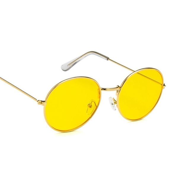 

2022 retro round yellow sunglass women brand digner sunglass for woman man/man alloy mirror oculos de sol, White;black