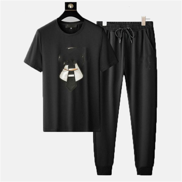 

2022 mens designers tracksuit letters embroidery summer fashion sportswear short sleeves pullover jogger pants suits o-neck sportinguit sx21, Gray