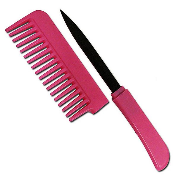 

wholesale pink small brush comb knife self-defense for women