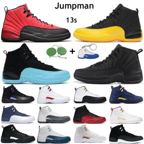 

men basketball shoes jumpman 12s 12 reverse flu game royal white dark grey university gold indigo gamma blue mens trainers sports sneakers