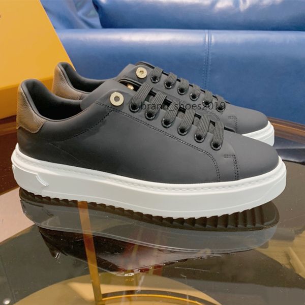 

platform men gym casual shoes women travel leather lace-up sneaker 100% cowhide fashion letters trainers thick bottom designer shoes flat la, Black