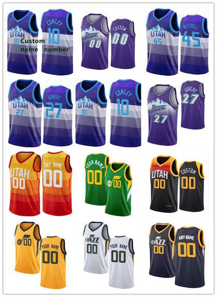 

75th custom mens women youth utah''jazz''jersey donovan 45 mitchell mike 11 conley 00 clarkson rudy 27 gobert basketball, Black;red