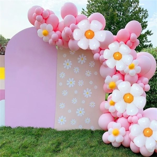 97pcs Balões rosa Garland arco kit Daisy Girassol Foil Ballon Girl Princess Birthday Party Decorações de casamento Decorações de bebê 220524