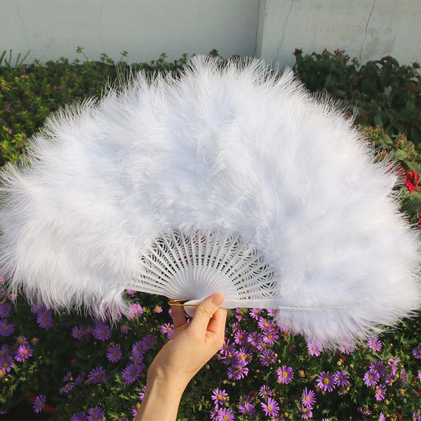 

fans colorful feather fans wedding folding hand bridal accessories, White